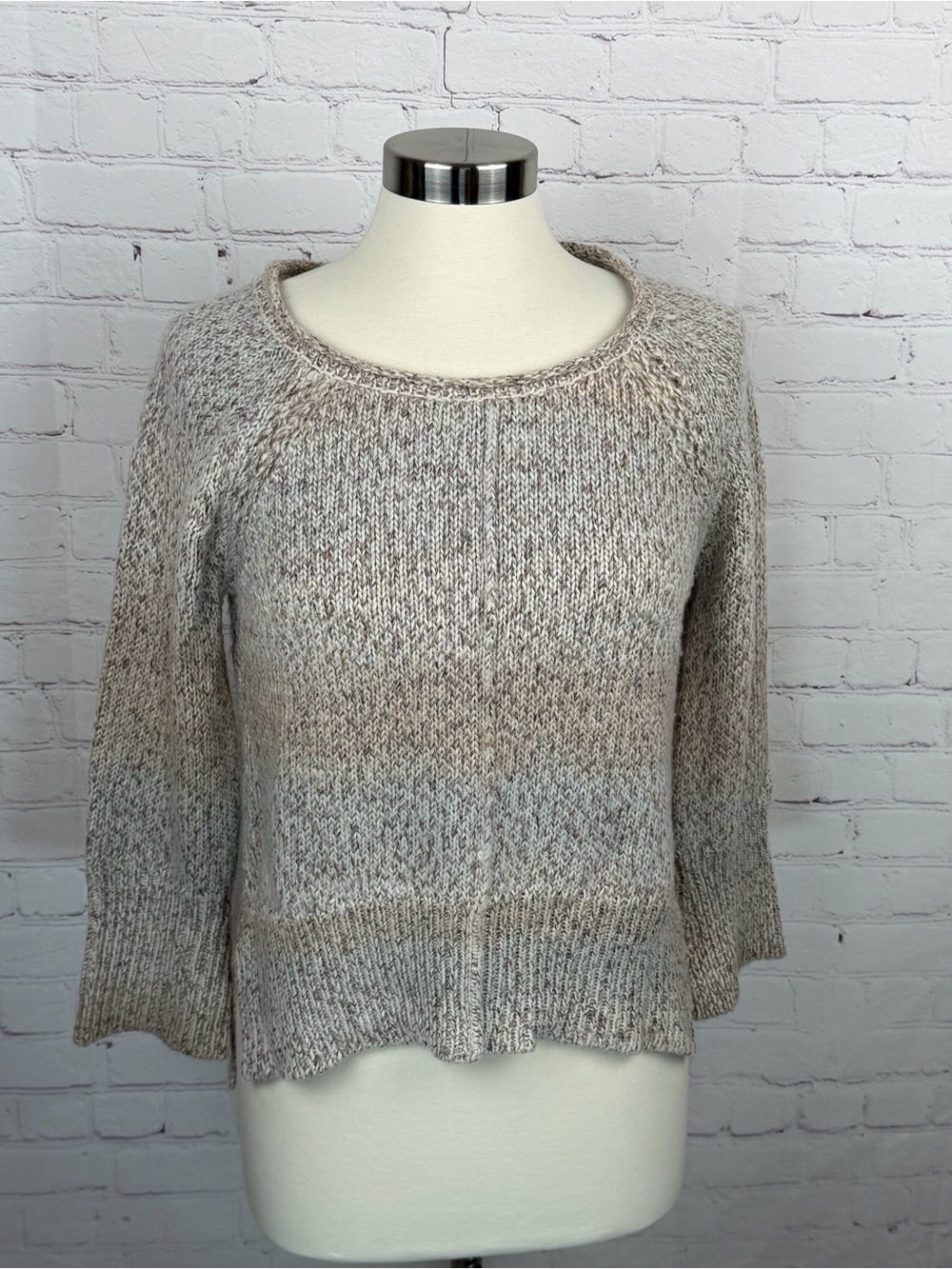 Sanctuary Heathered Beige Scoop Neck Knit Sweater